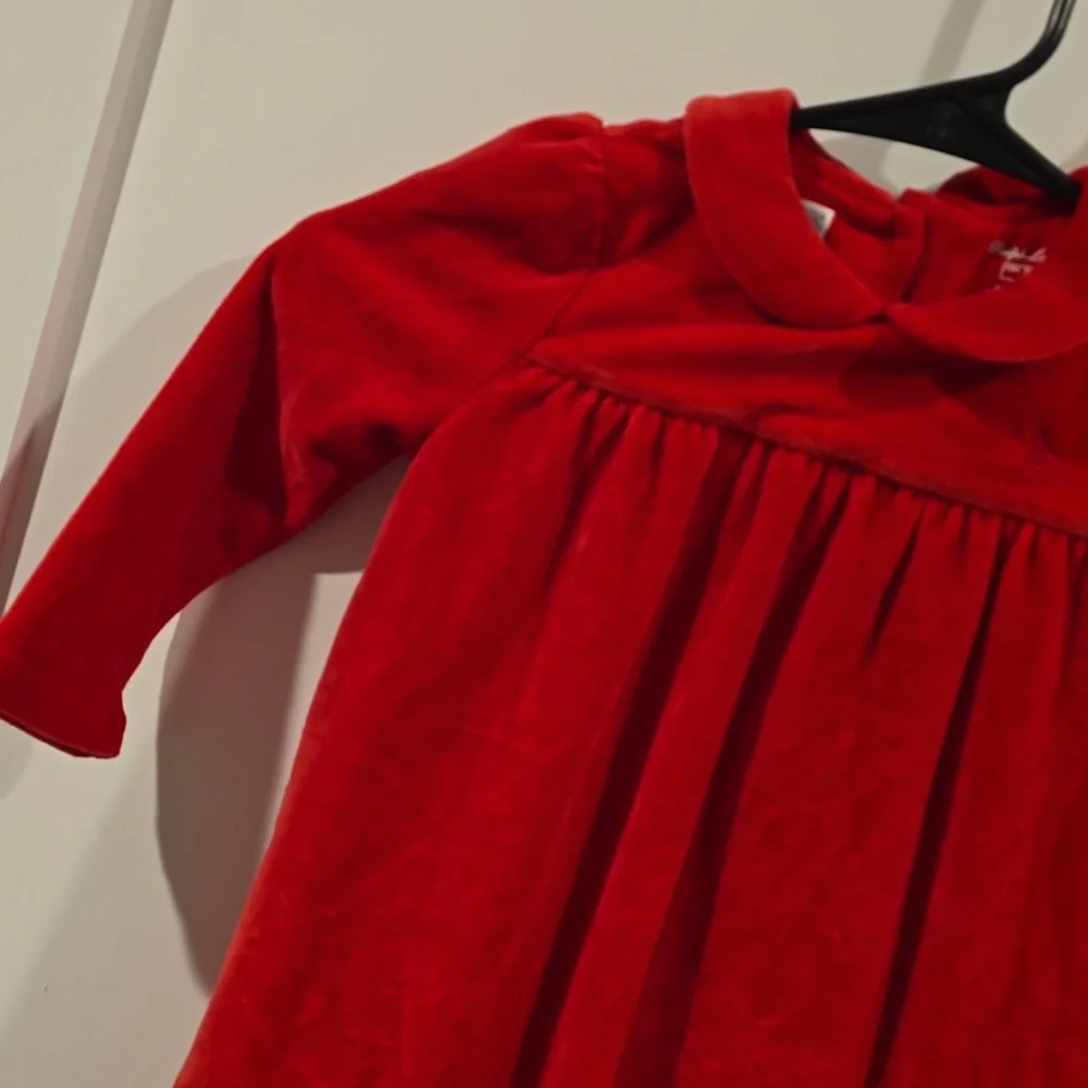 Ralph Lauren 18 Months Baby Girl Holiday Christmas Red Velvet‎ Collared Dress​